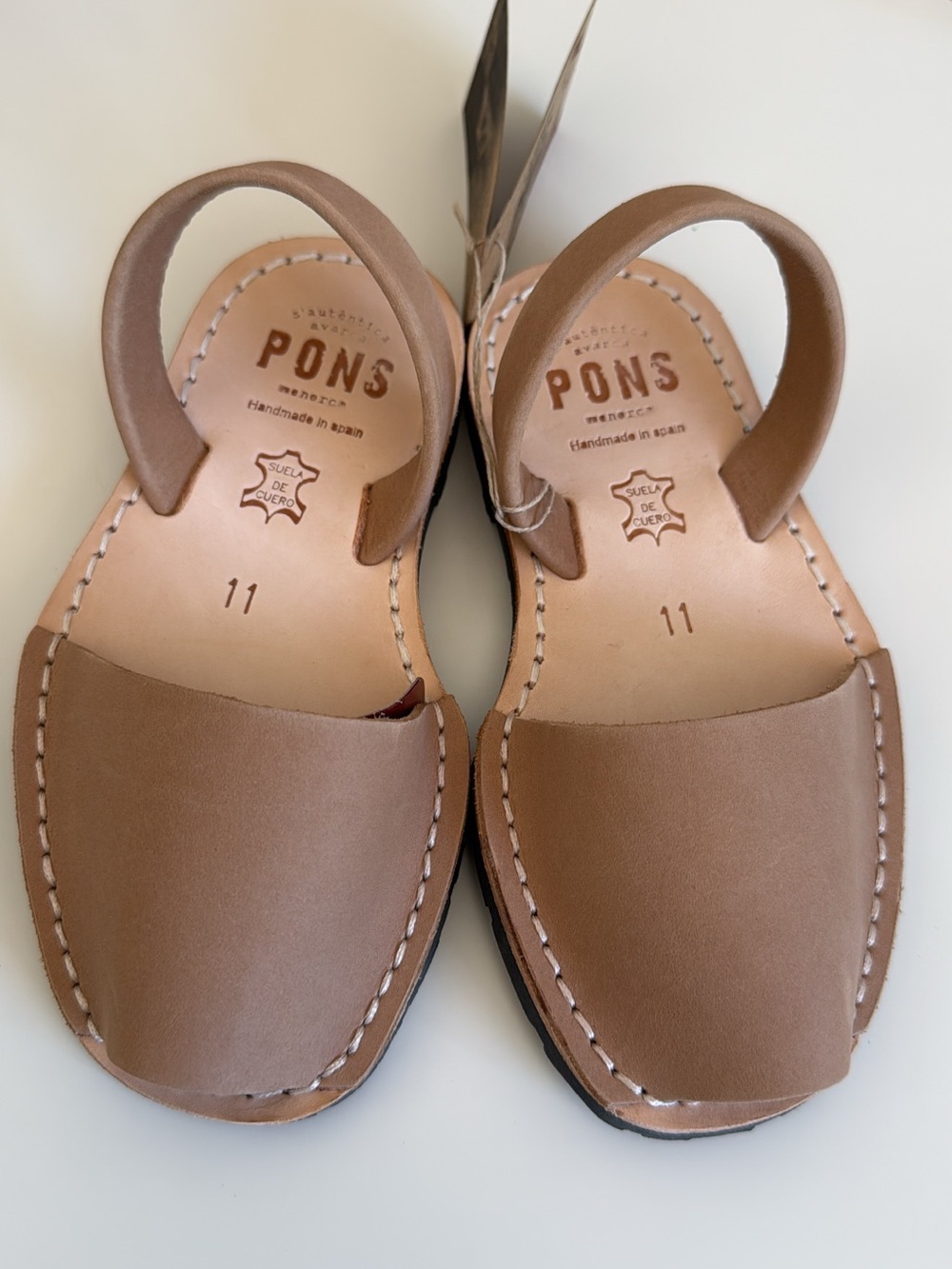 PONS Classic Avarcas Tan Leather Sandals with Back Strap